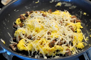 Eggs and sausage and cheese
